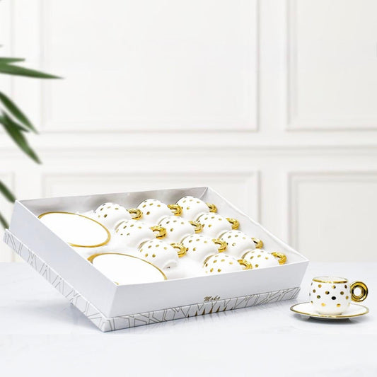 Moka, 24 Pcs Coffee Cups With Saucers Set