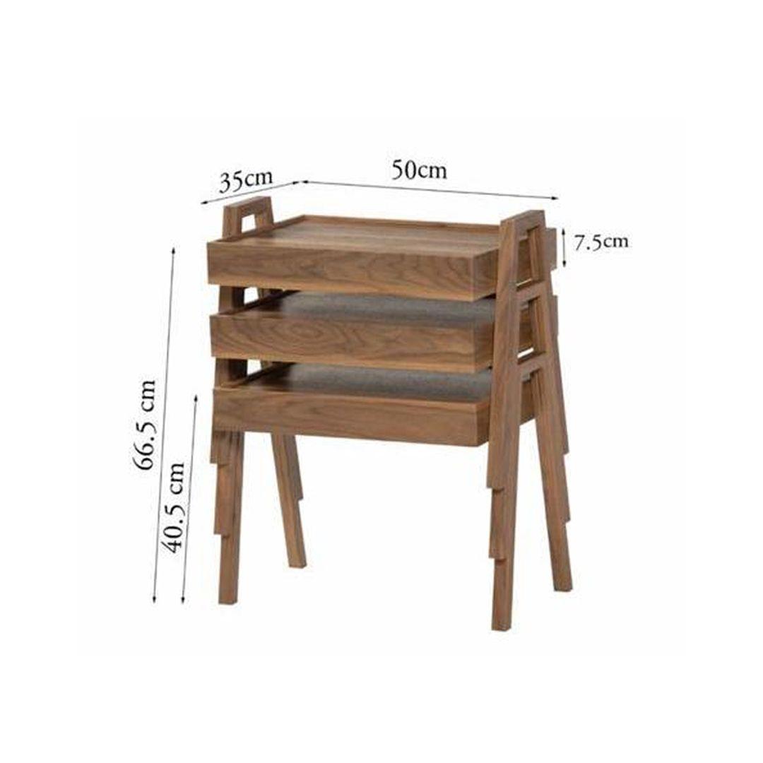 Set 3 Pcs Rectangular Wood Black Stackable Tables