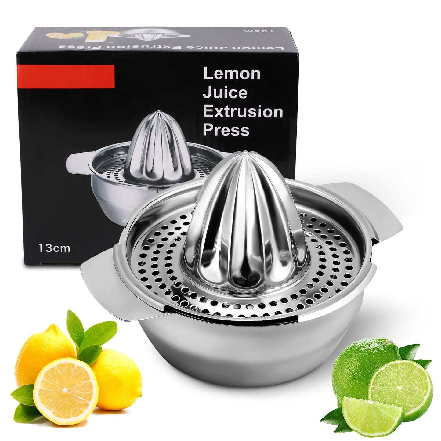 Stainless Steel Hand Juicer Manual Citrus Lemon Squeezer with Strainer & Bowl for Lemon,Orange,Grapefruit