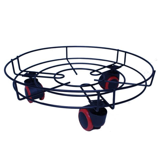 Metal Gas Cylinder Holder with 3-Moving Wheels ( Black )