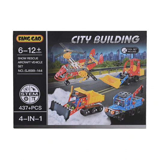Fang Gao 4-In-1 City Building Construction Set / 437 Pcs/ Snow Rescue ,Aircraft Vehicle Set