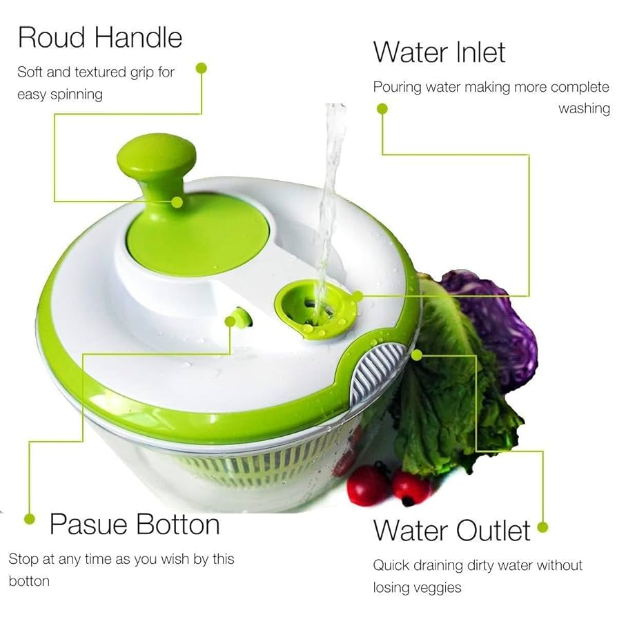 5L Vegetable Cleaner and Salad Juicer Bowl with Swivel Handle (Green)