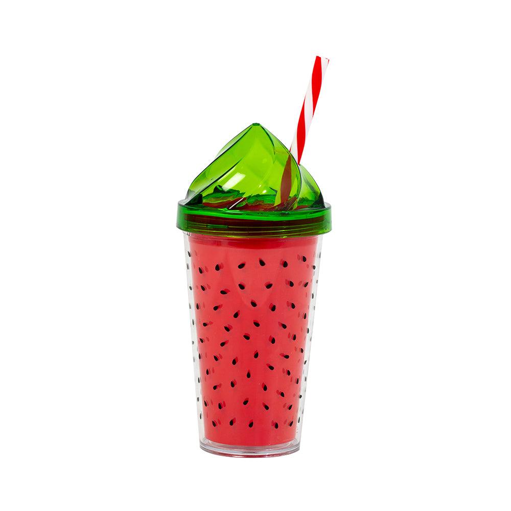 Herevin Decorated Double Wall Tumbler With Straw - Watermelon Seeds