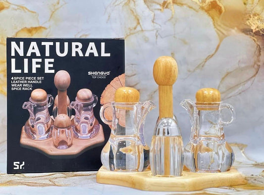 4 Pcs Spice Set With Bamboo Stand