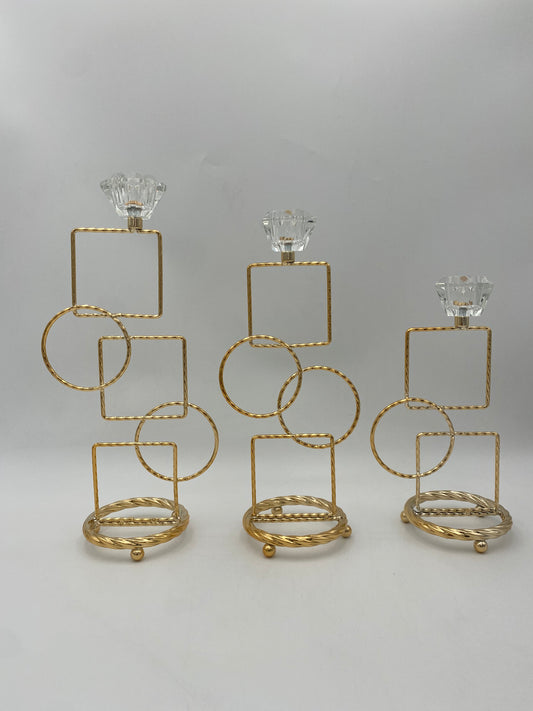 Set 3 Pcs Luxury Gold Metal Stainless Steel Candle Holder