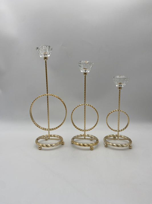 Set 3 Pcs Luxury Gold Metal Stainless Steel  Candle Holder