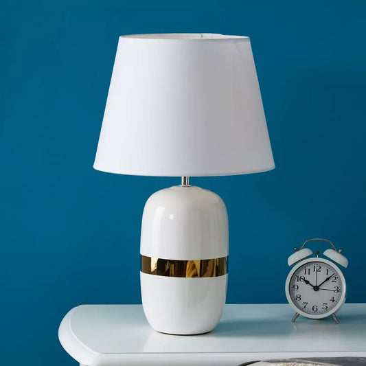 Ceramic Table Lamp with Gold Band - 44 cm