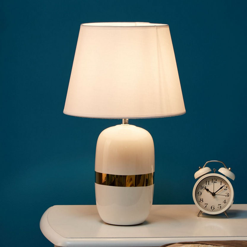 Ceramic Table Lamp with Gold Band - 44 cm