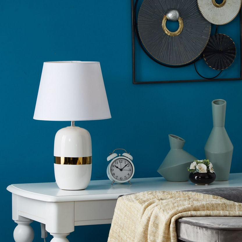 Ceramic Table Lamp with Gold Band - 44 cm