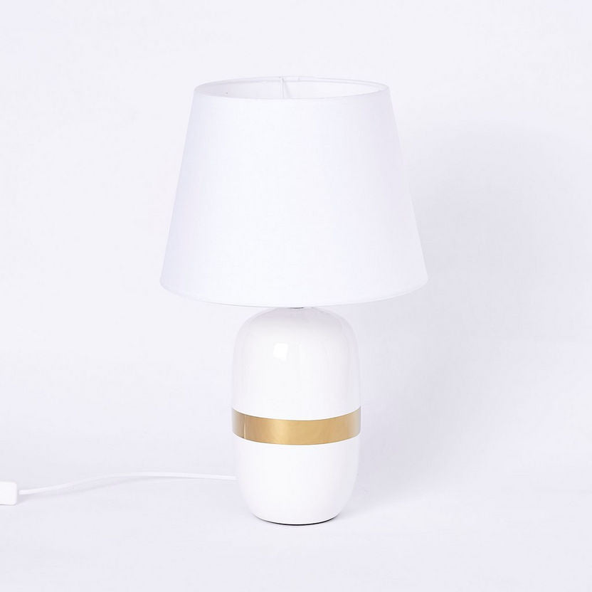 Ceramic Table Lamp with Gold Band - 44 cm