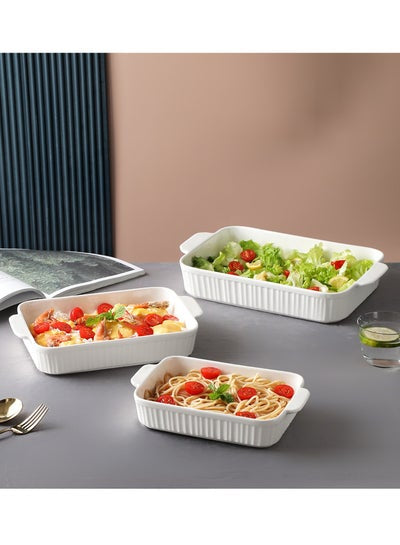 3-Piece Rectangular Porcelain Baking Dish Set