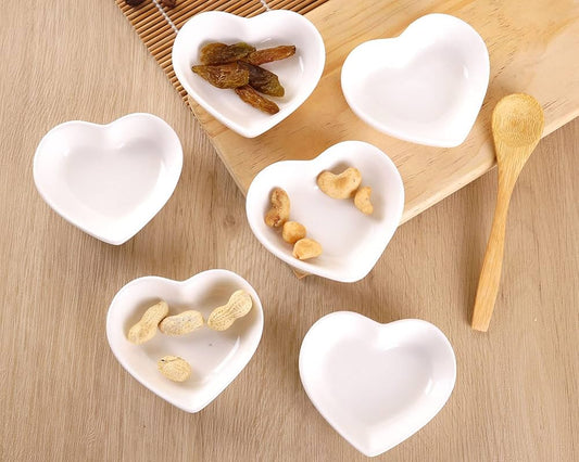 6 Pcs White Porcelain Heart Bowl Set