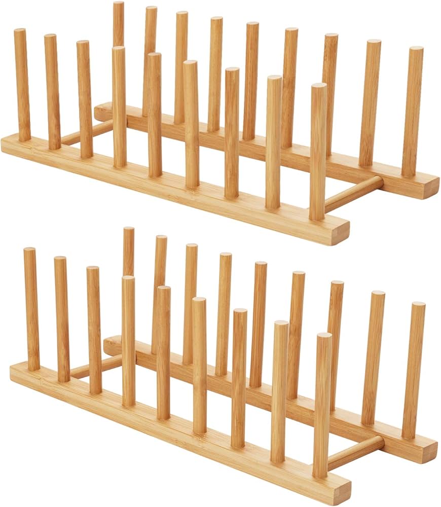8 Sections Bamboo Dish Drainer Rack