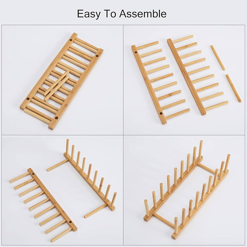 8 Sections Bamboo Dish Drainer Rack