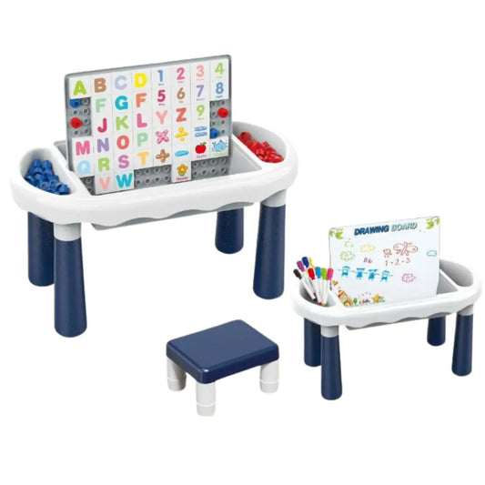 6-in-1 Kids Learning & Activity Table – with Magnetic Board and Stool