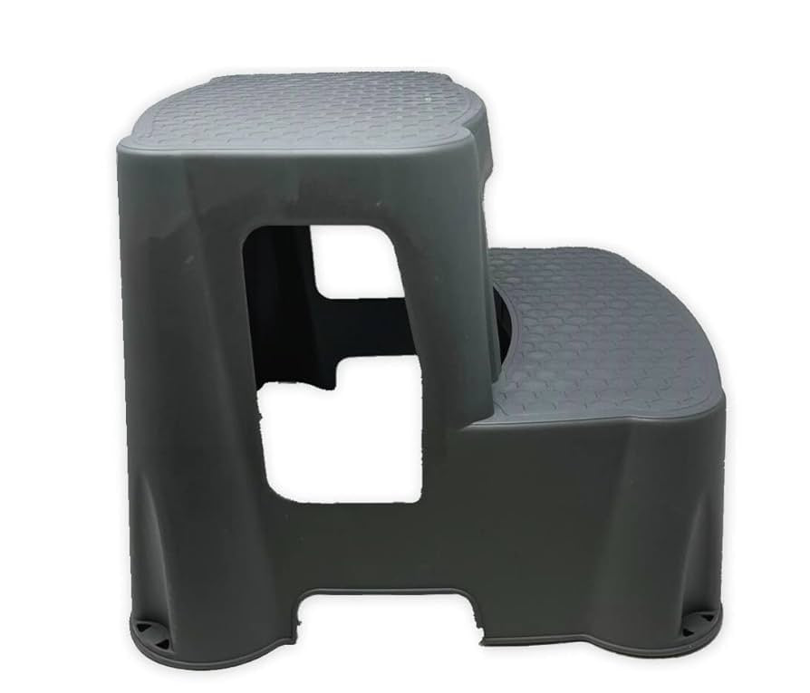 Two-Tier Step Plastic Grey Stool