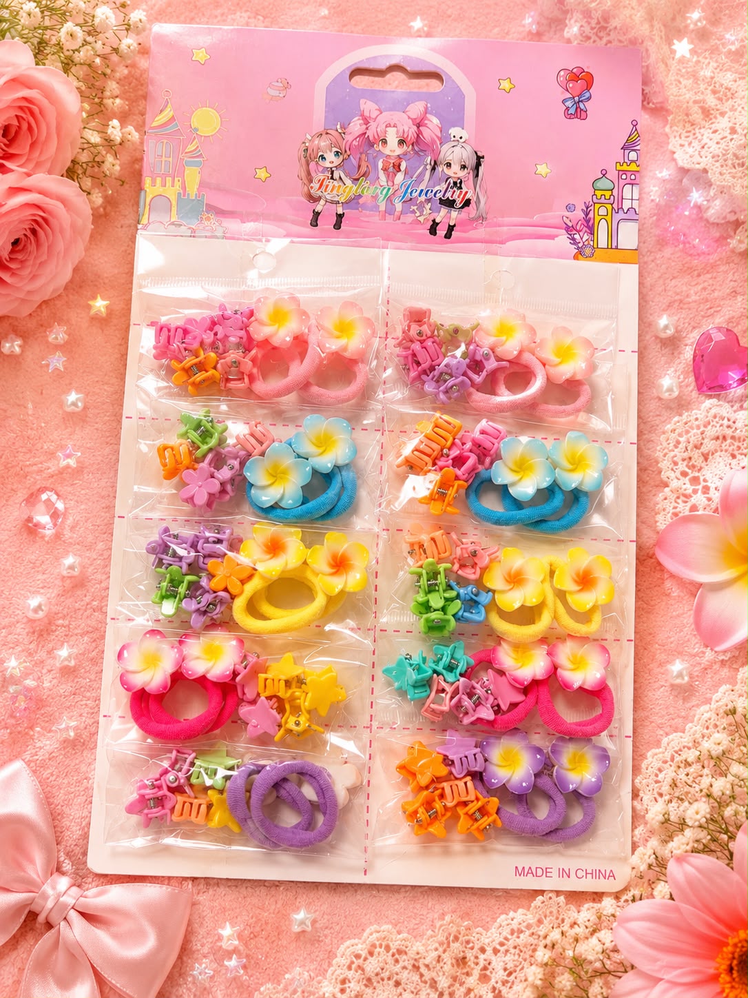 Hair Accessories Set - Flowers