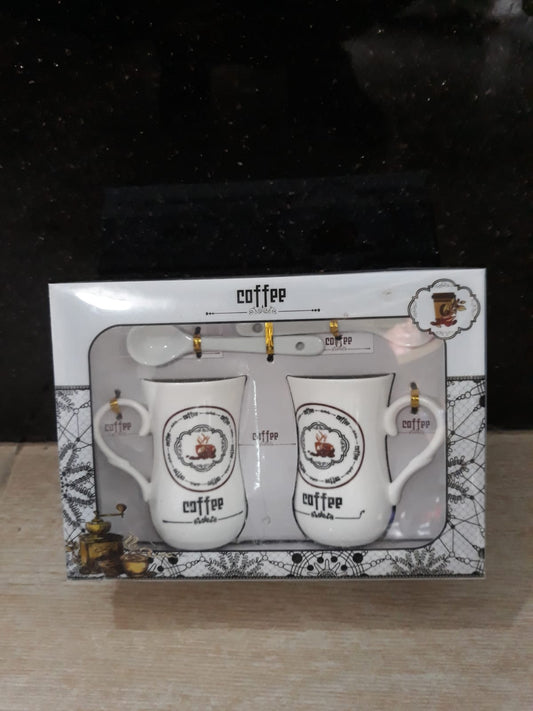 4 PCs Porcelain Mug With Spoons Set With Box