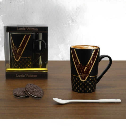 Gucci  & Louis Vuitton Ceramic Mug with Spoon