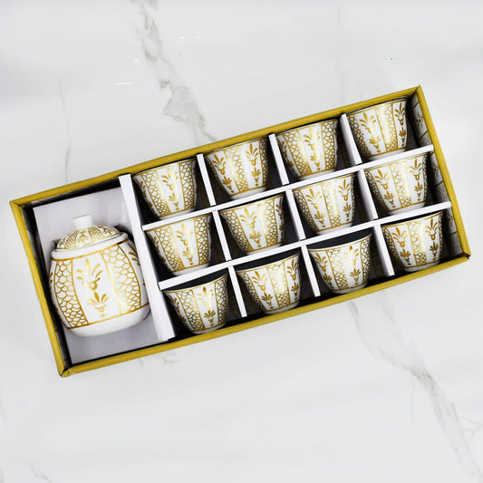Otantik, 12 Pcs Arabic Coffee Cups With Sugar Pot Set
