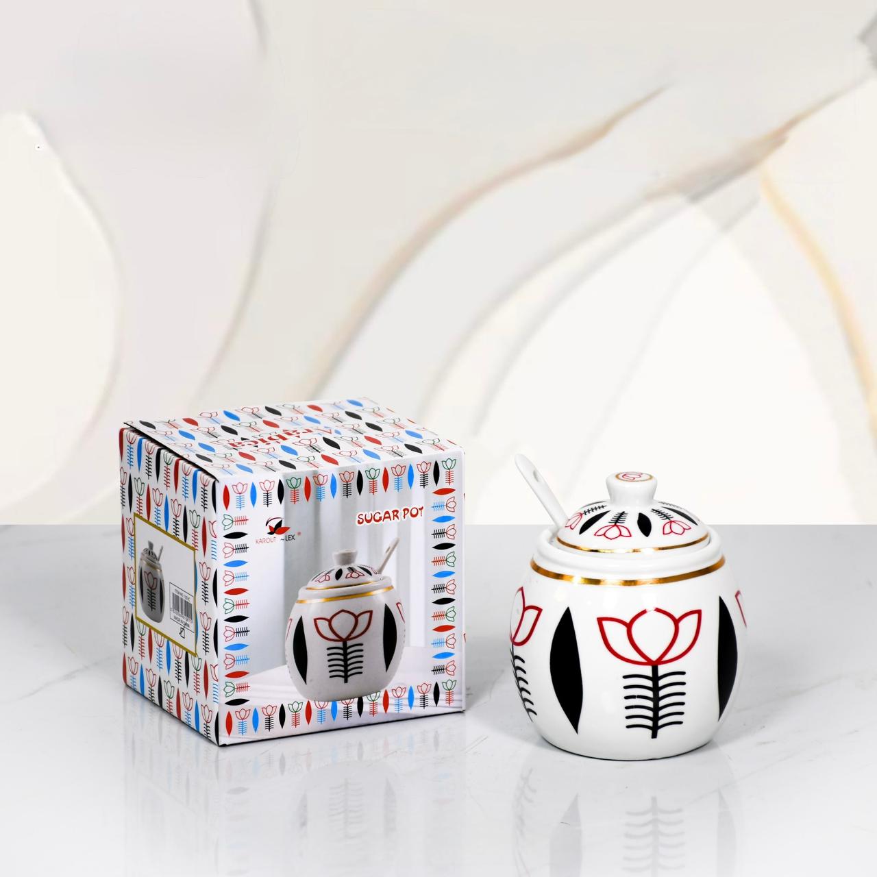 Arabica, Ceramic Sugar Pot With Spoon