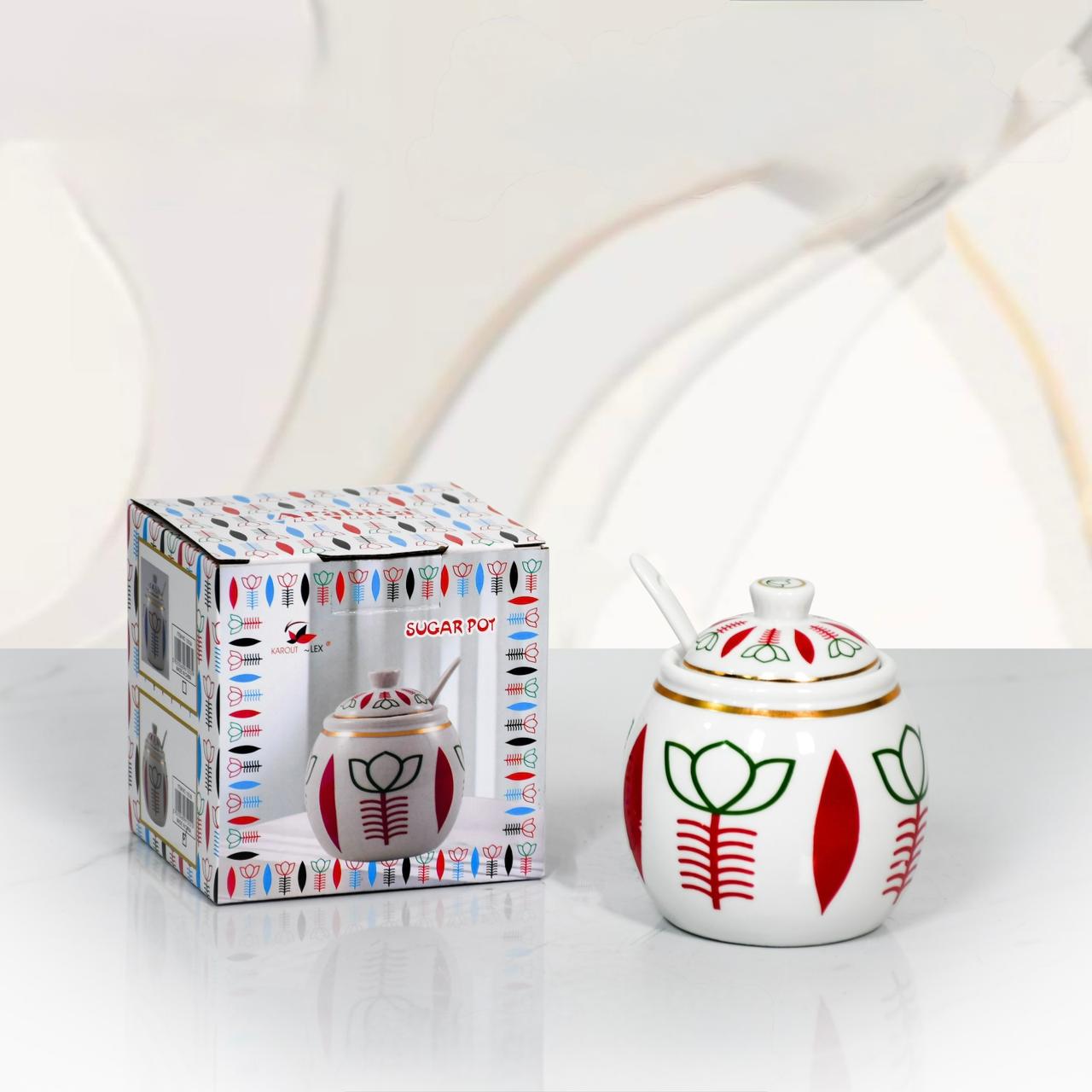 Arabica, Ceramic Sugar Pot With Spoon