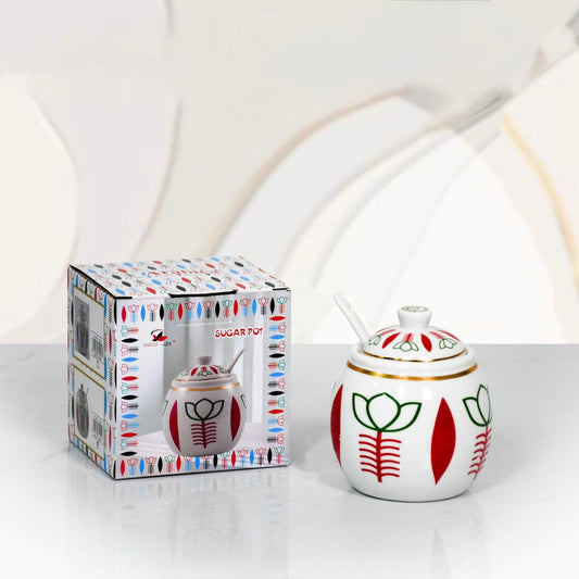 Arabica, Ceramic Sugar Pot With Spoon