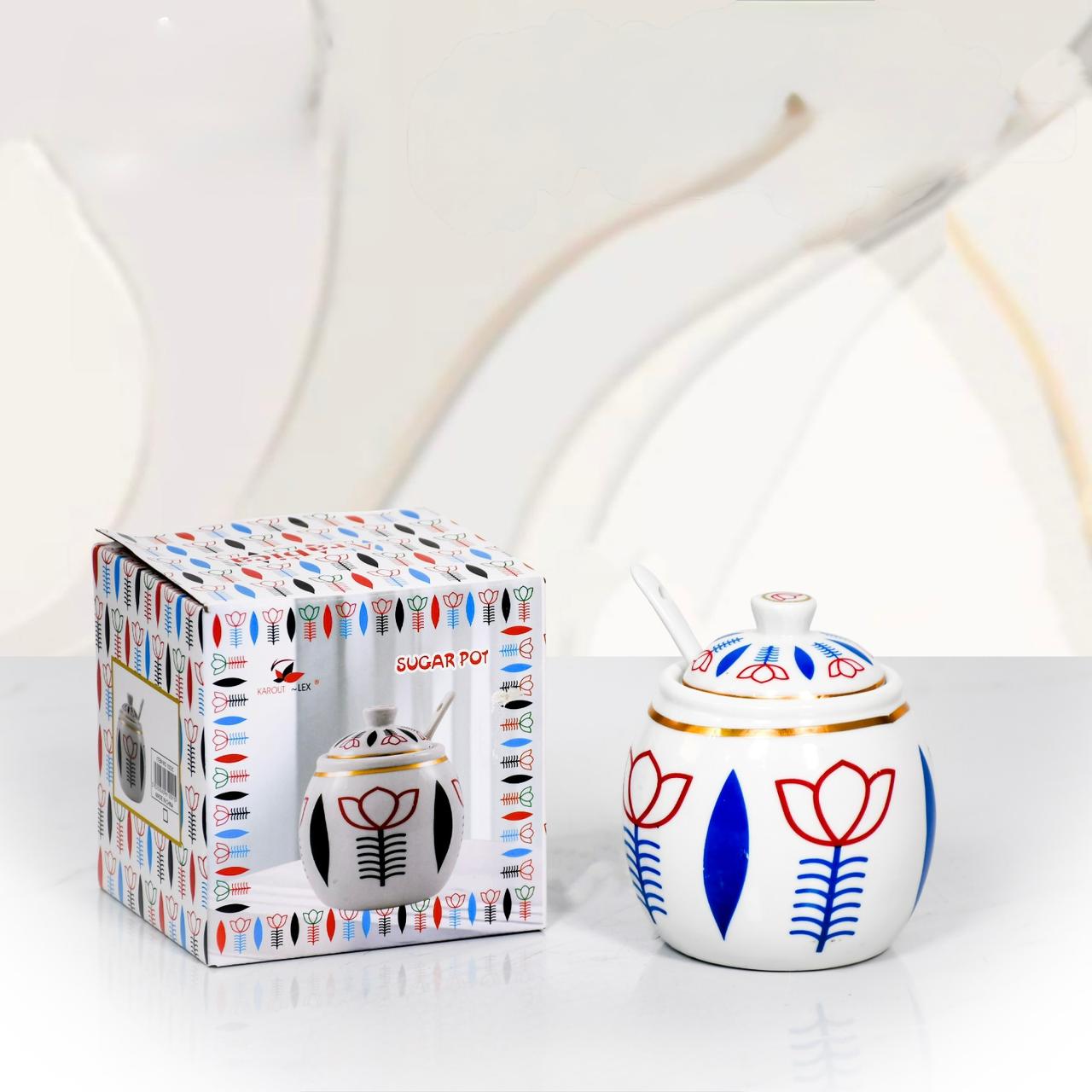 Arabica, Ceramic Sugar Pot With Spoon