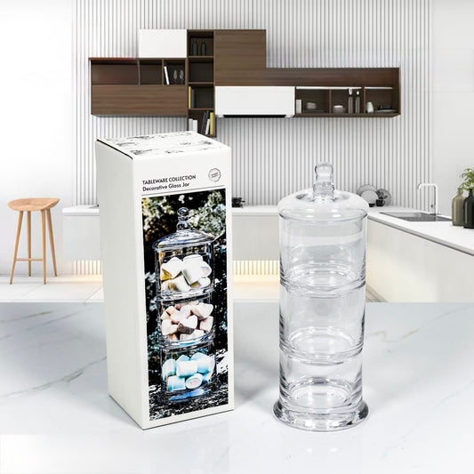 Danny Home, 3 Levels Decorative Glass Jars With Lid