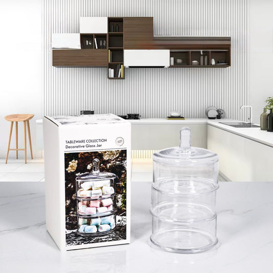 Danny Home, 3 Levels Decorative Glass Jar With Lid