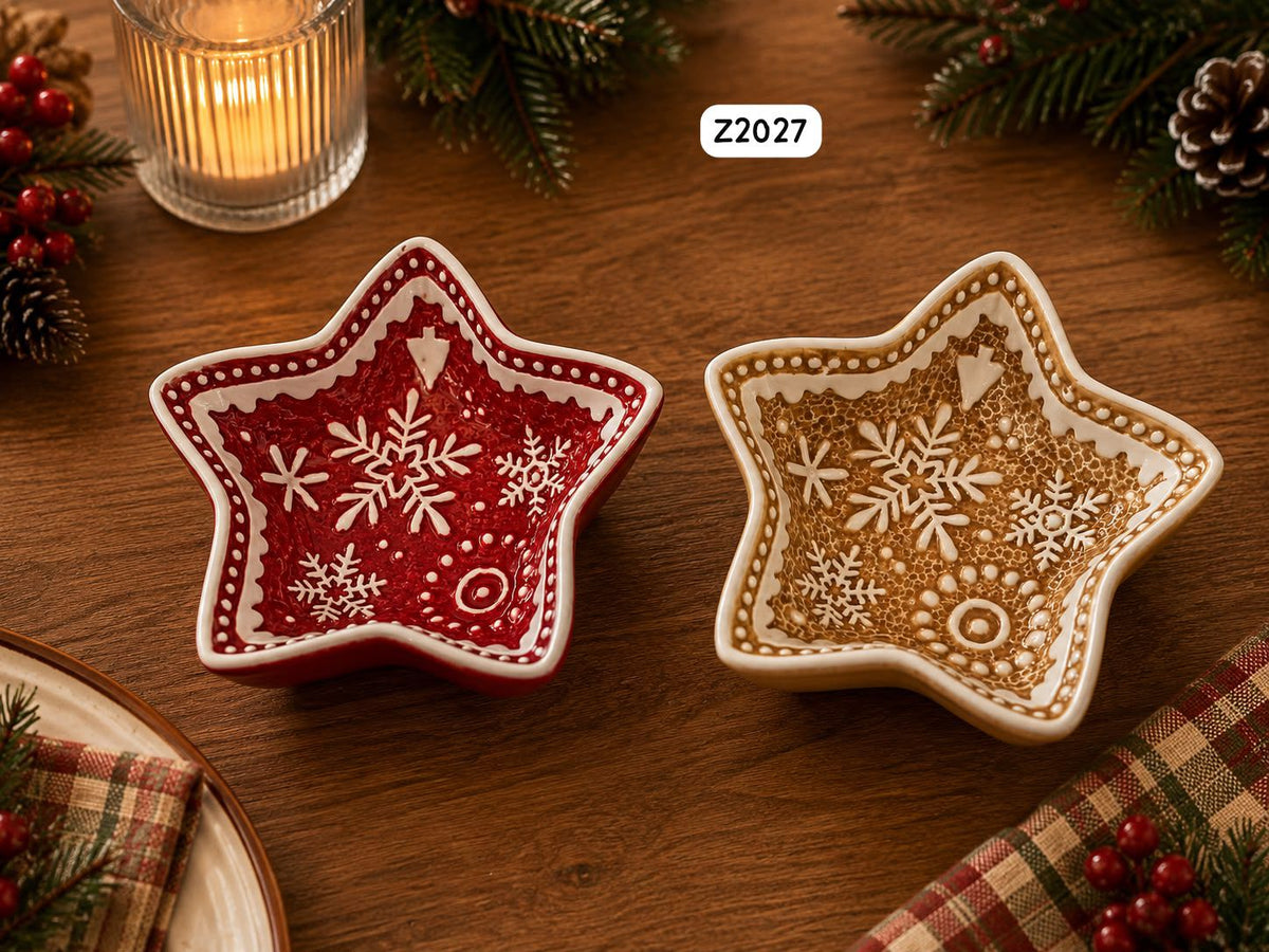 Christmas Ceramic Bowl - Red Star
