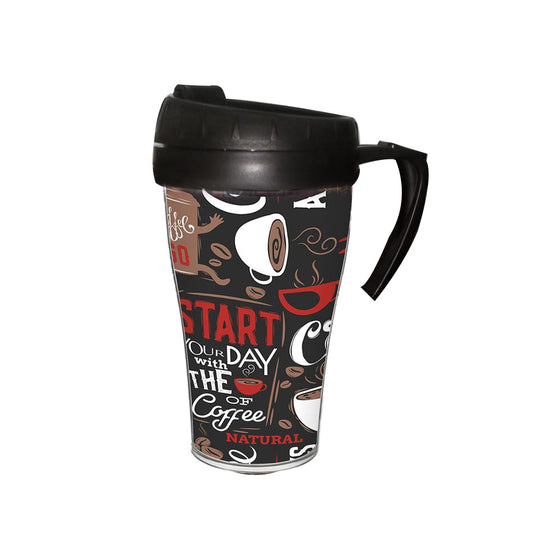 Herevin Decorated Coffee Mug - Coffee Red 500 ML
