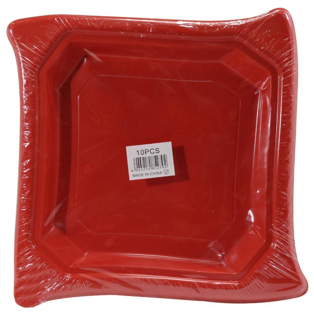 Colored Plastic Squared Plate (10 Pcs)