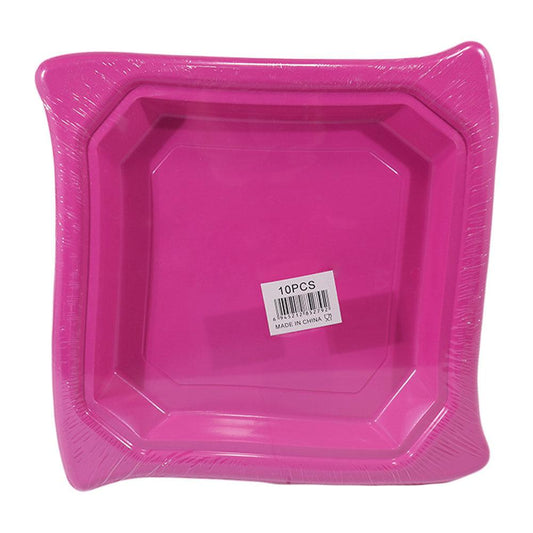 Colored Plastic Squared Plate (10 Pcs)