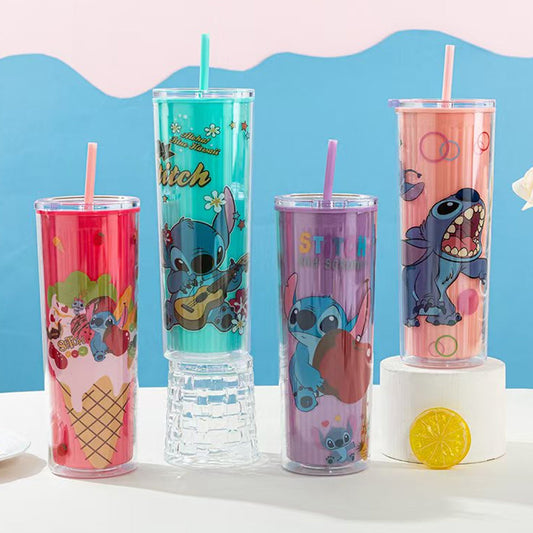 Stitch Plastic Bottle 710 ML With Straw