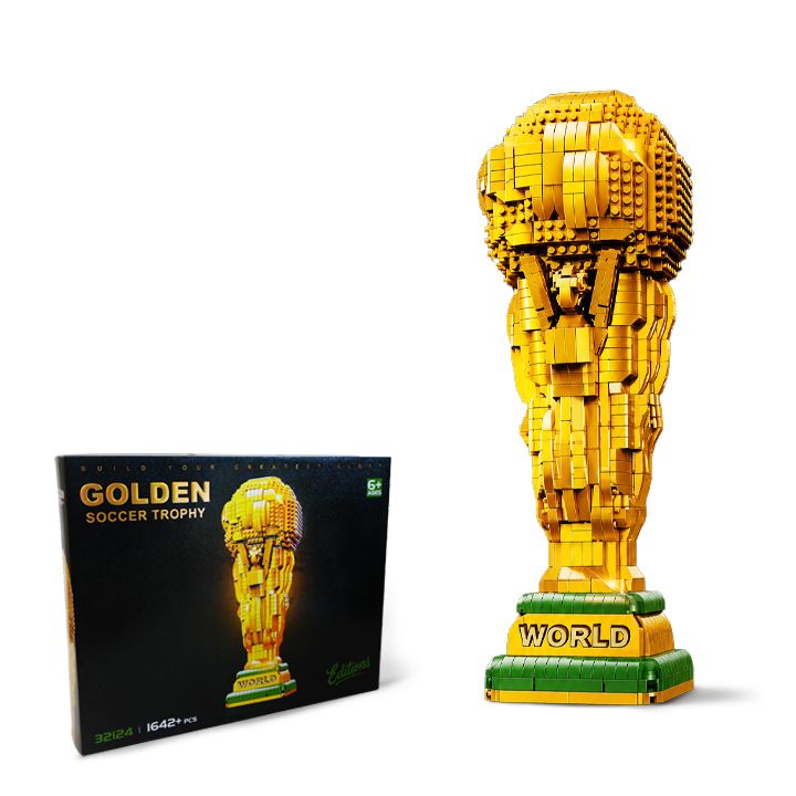 Golden Soccer Trophy Building Blocks - 1642 Pcs