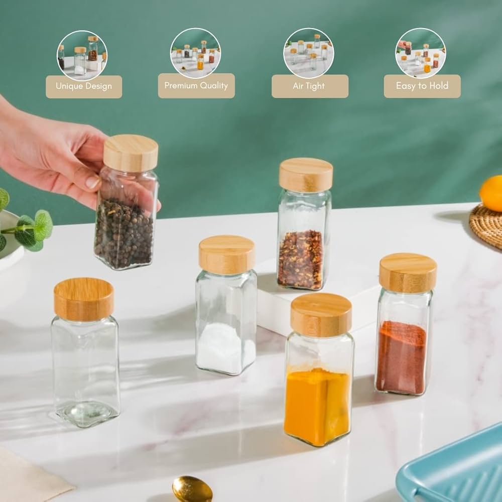 Transparent Seasoning Glass Jar With Bmboo Lid