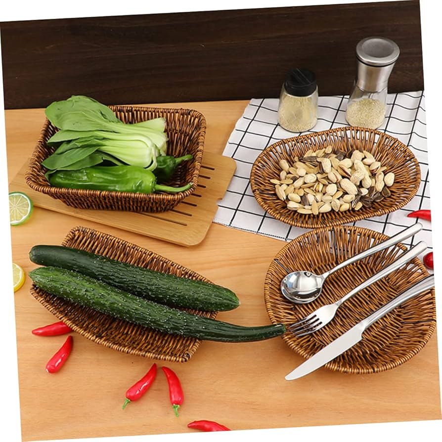 Plastic Oval Woven Storage Basket