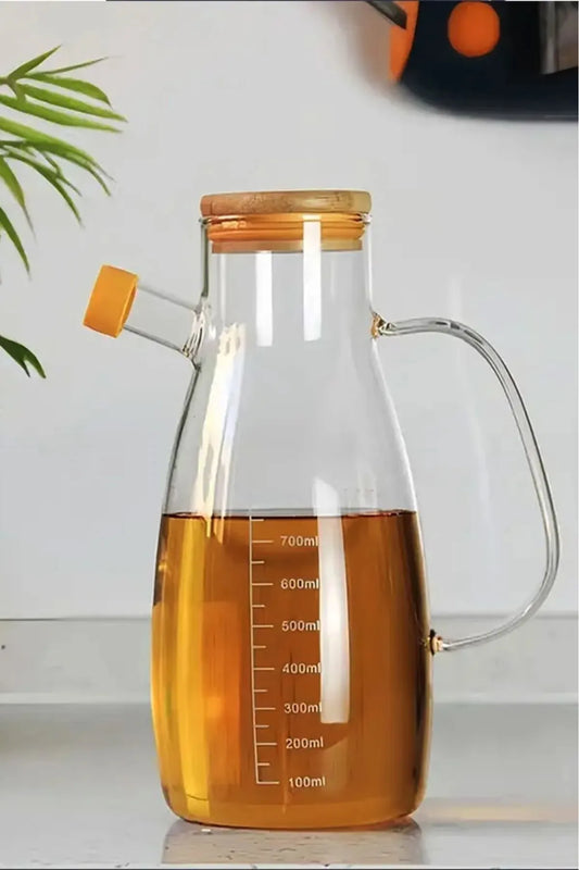 1000 ml Glass Oil Jug With Bamboo Lid