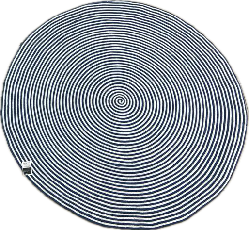 Round Indian Carpet Blue/White