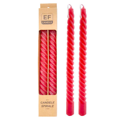 Decorative Spiral Red Candles - 2 Pcs