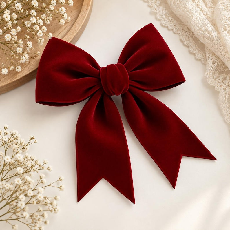 Christmas Burgundy Velvet Decorative Bows