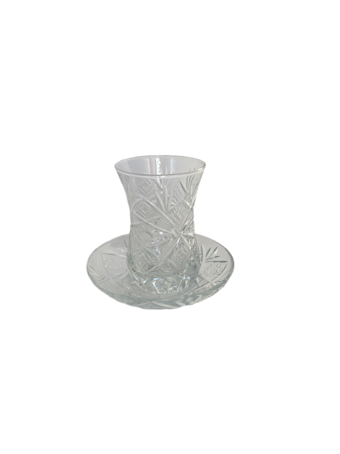 12 PCs Transparent Tea Cups With Saucers Set