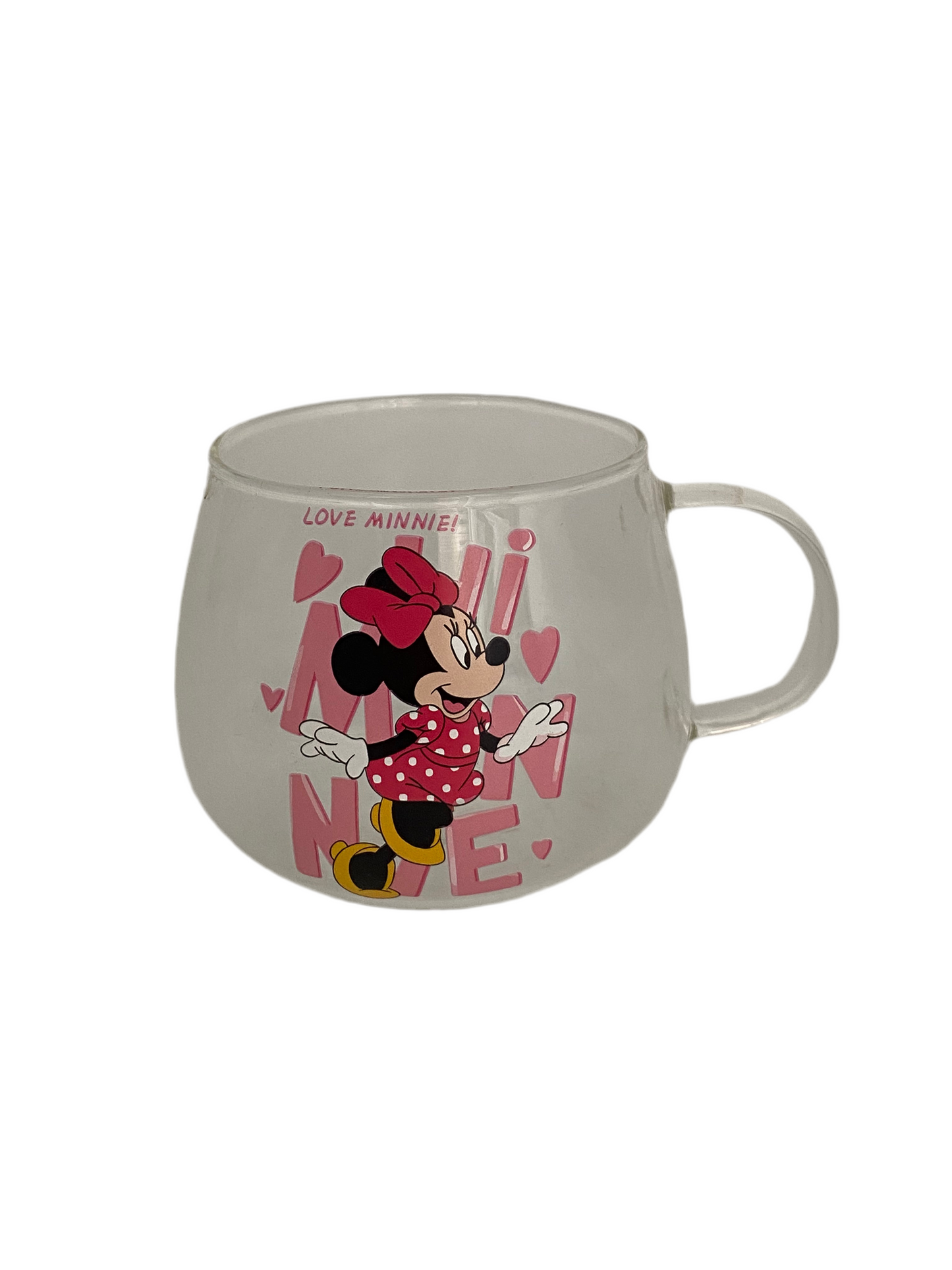 Transparent Glass Mug-Love Minnie