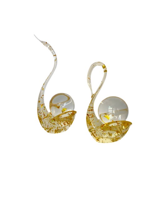 Modern Gold  Plexi  Duck Statue Decoration With Glass Ball