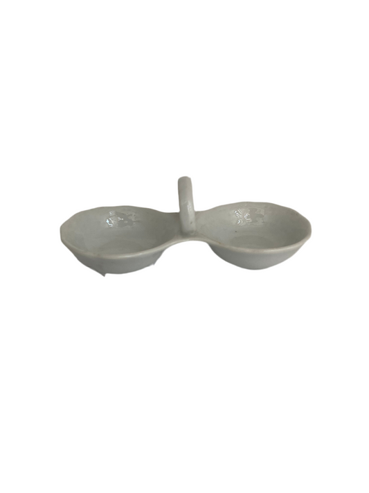 2 Sections White Porcelain Serving Dish