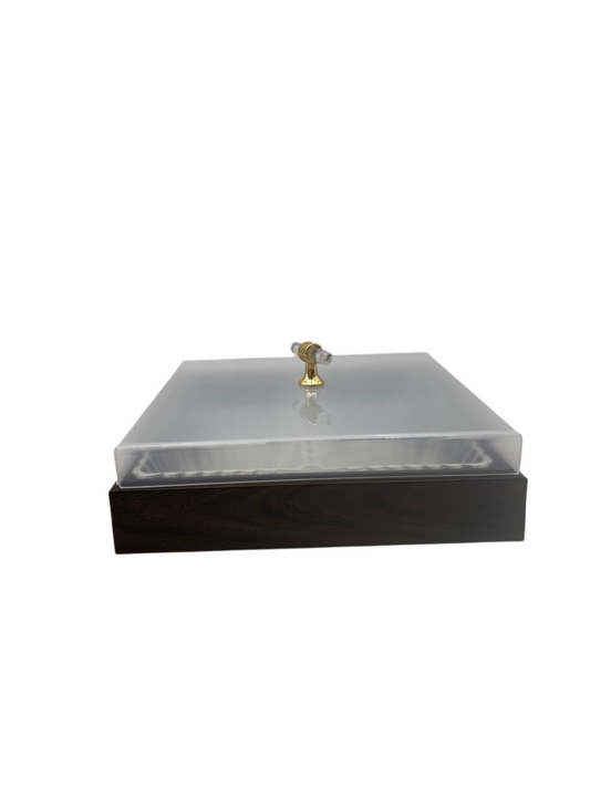 4 Pcs Square Plexi Bowl In Wooden  Tray With Plexi Cover