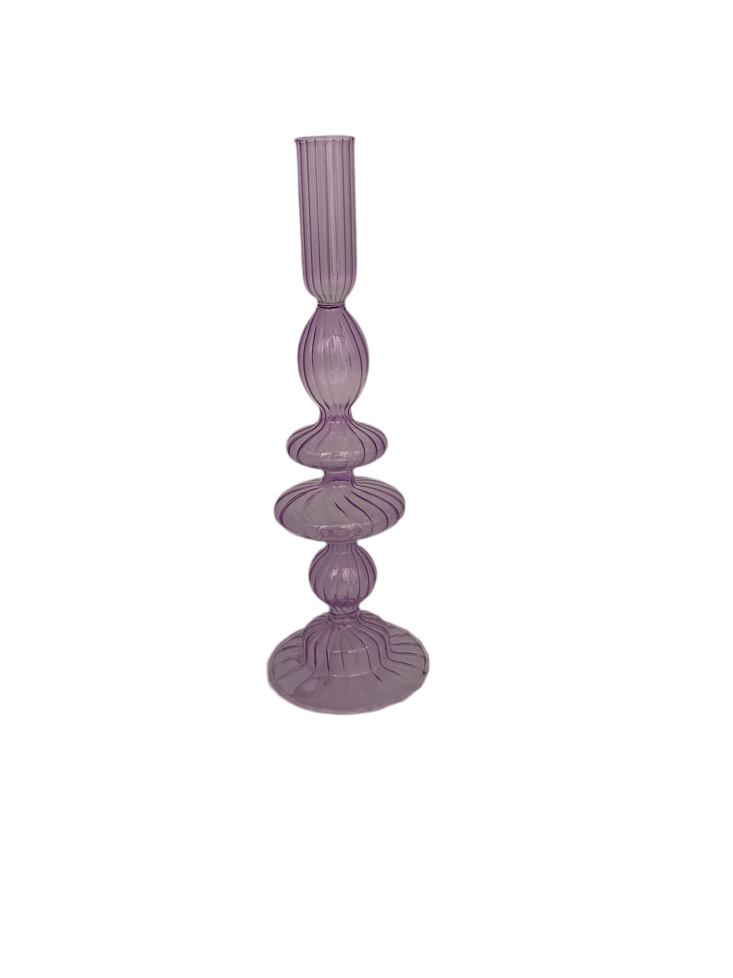 Ribbed Glass Candle Holder