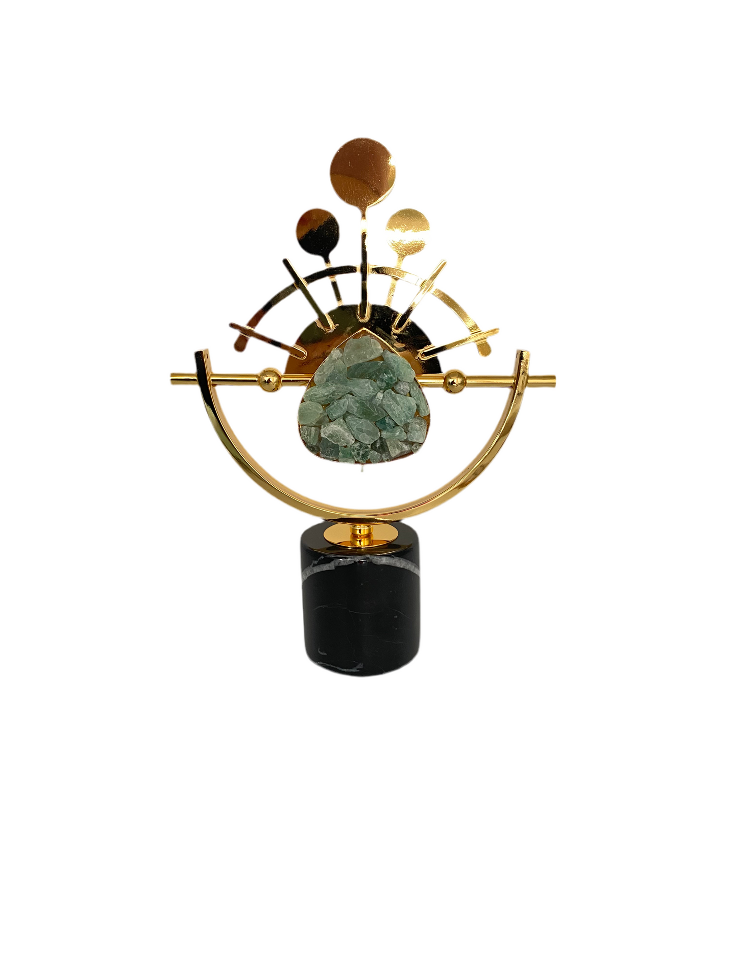 Green Crystal Stone / Golden Metal Decoration