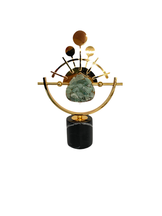 Green Crystal Stone / Golden Metal Decoration